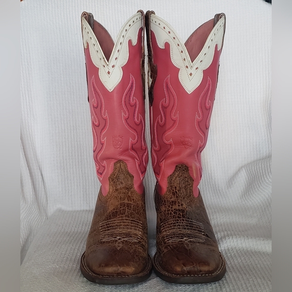 🌟SEE NEW LISTING🌟🎀Cowgirl Boots💗Barbie Pink w/ Croc Leather Design💗 8.5B - Picture 5 of 10